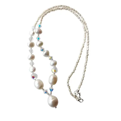Freshwater Pearls & Swarovski crystal necklace 