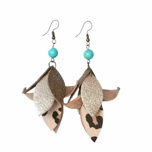 [ER 022] Curved Genuine Leather Tassel Earrings