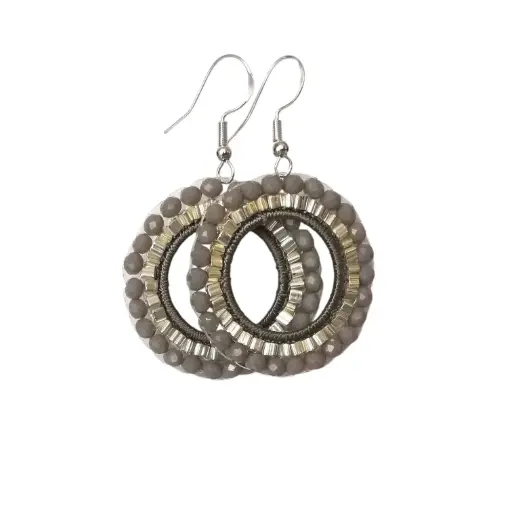Grey crystal beaded Earring