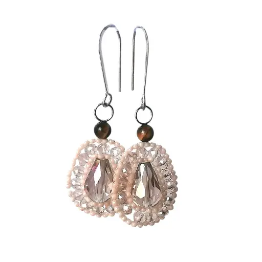 Beige crystal Teardrop Earring