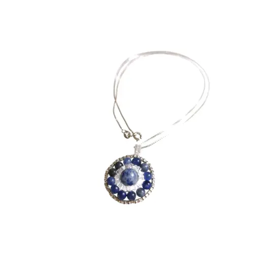 Lapis stone necklace  with Sterling silver chain 