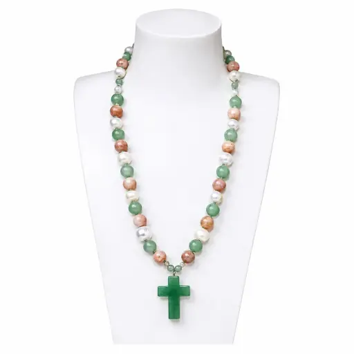 Handcrafted Gemstone Cross Necklace